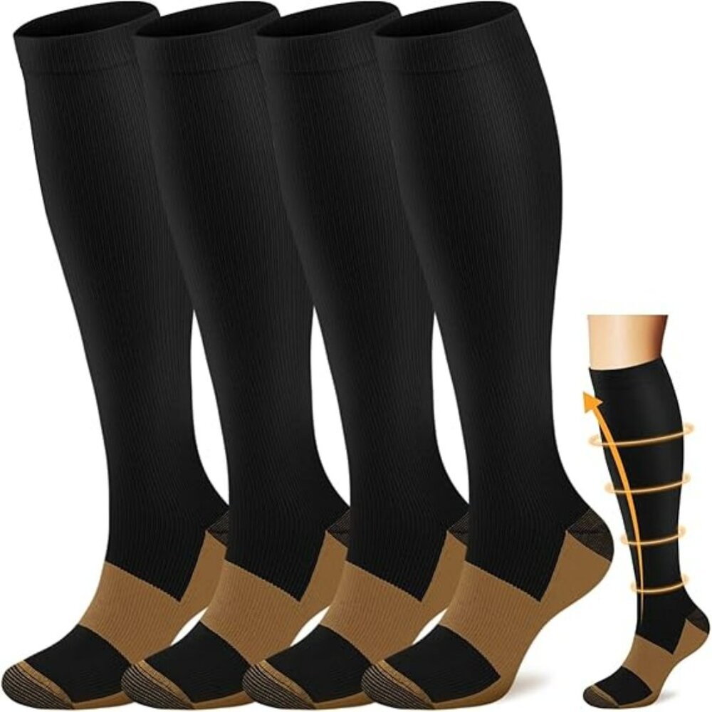 Copper Compression Socks Men Women Circulation 4 Pairs Brand New !!